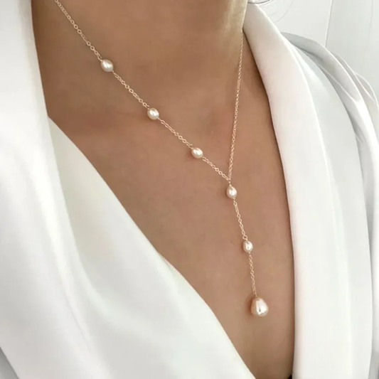 Elegant Gold Pearl Necklace